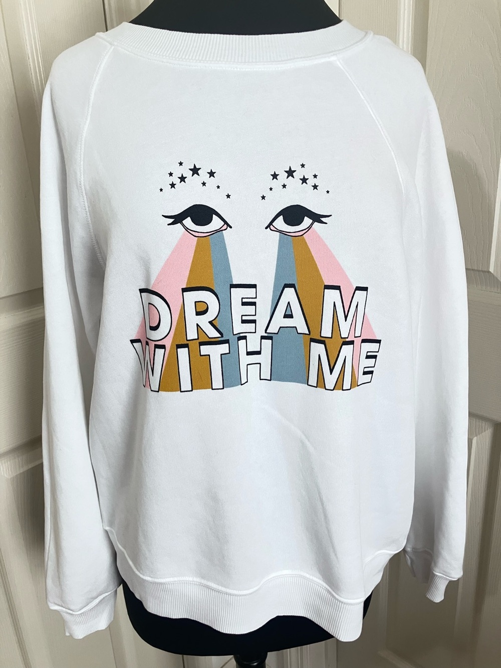 NWOT Wildfox “Dream With Me” Eyes Sommers Oversized Sweatshirt White Sz. SMALL